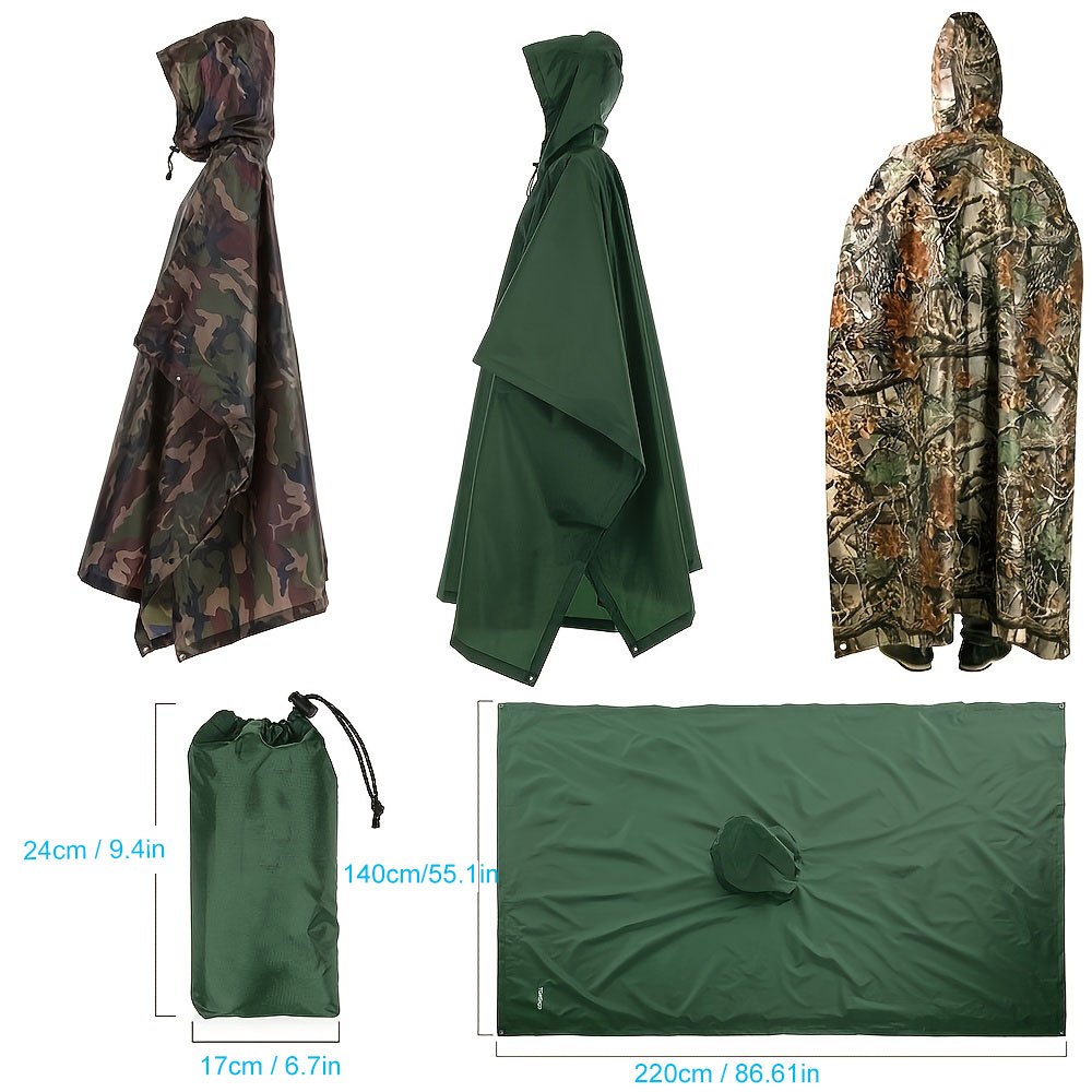 3-in-1 Waterproof Travel Poncho Rain Coat