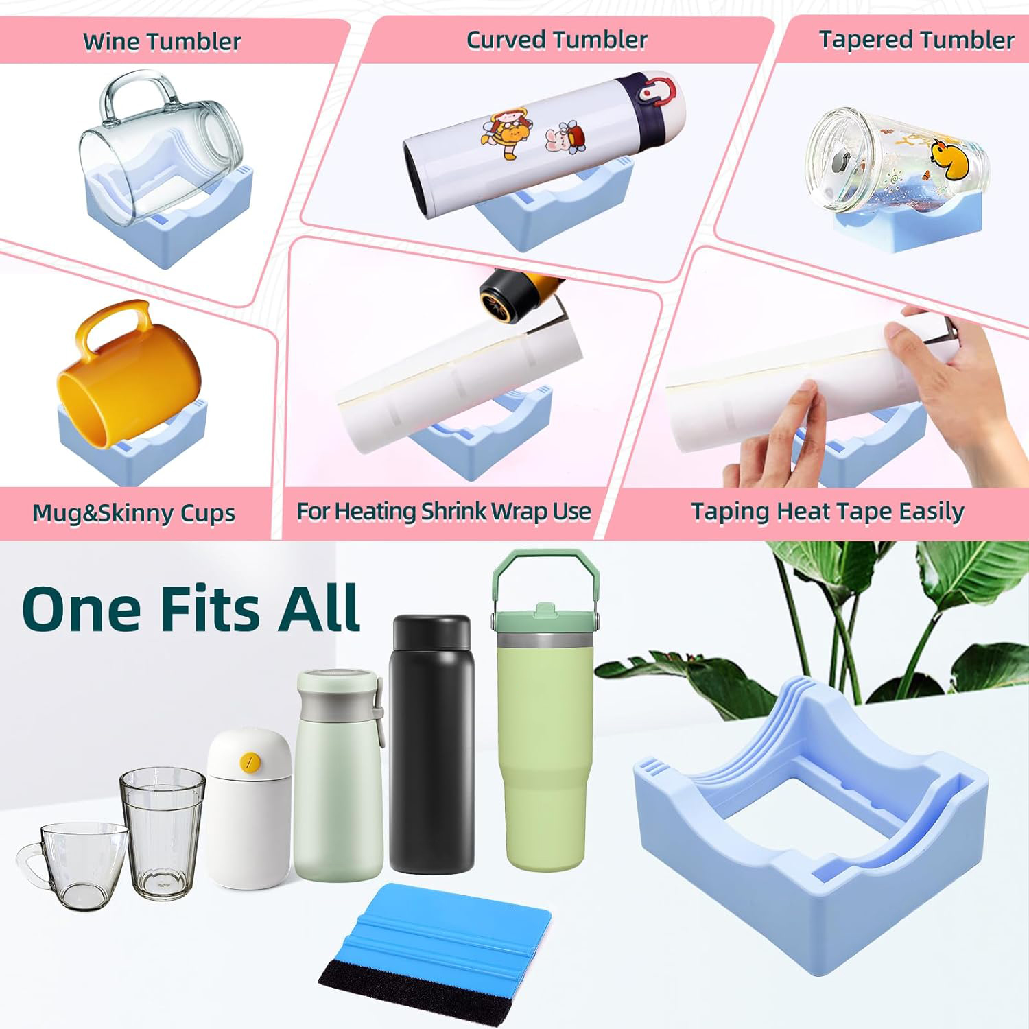 Silicone Cup Cradle for Tumblers with Built-In Slot, Tumbler
