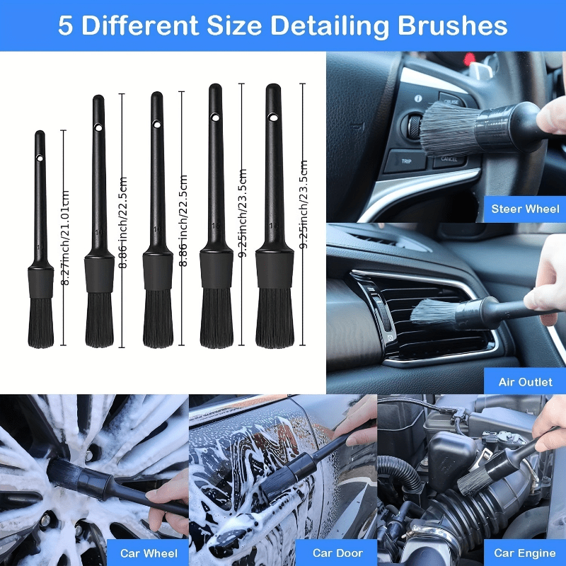 Auto Detailing Cleaning Kit Car Detailing Brush Wash Engine for Wheel Clean  Set