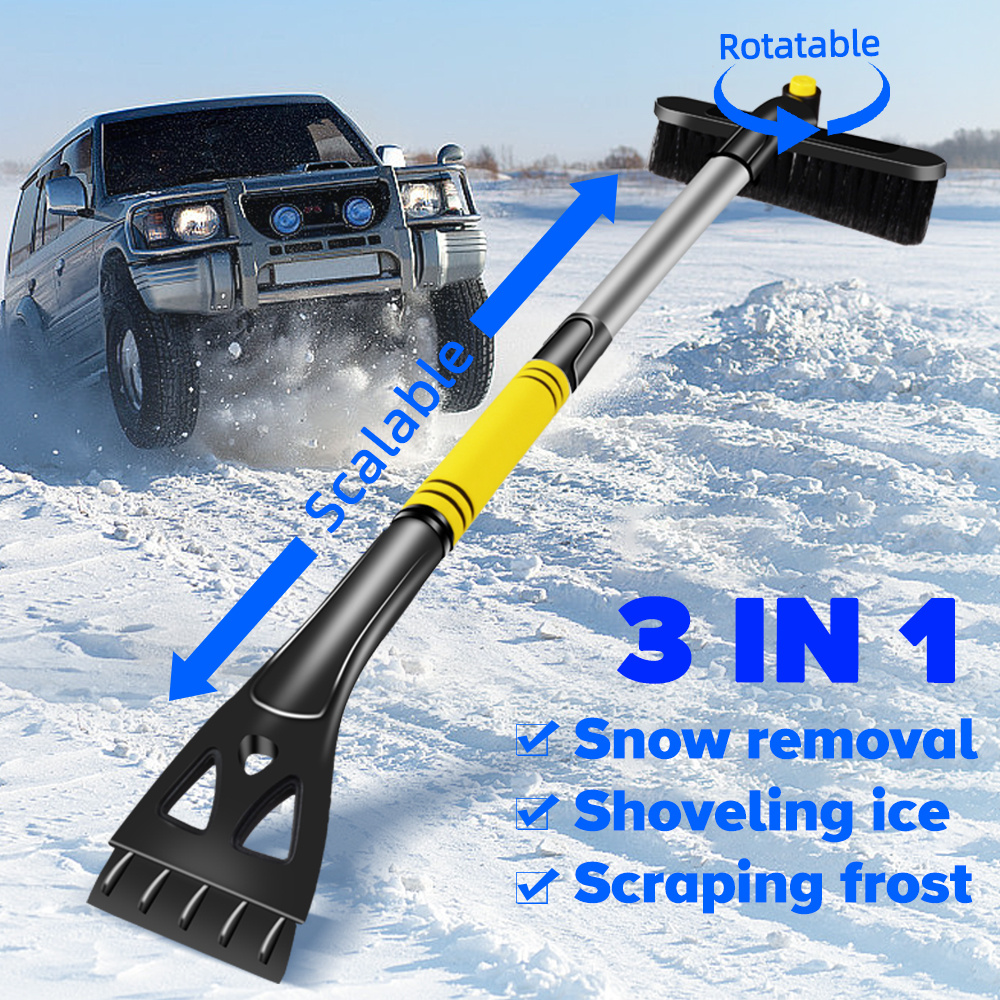 Ice Scraper with Brush for Car Windshield Snow Removal Frost Telescoping  Broom