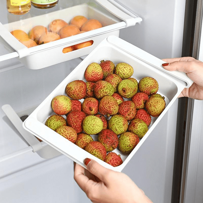 1pc RV Kitchen Hanging Organizer, Refrigerator Egg Fruit Storage Box Drawer  Type Food Crisper Box Kitchen Accessories Refrigerator Organizer Shelf