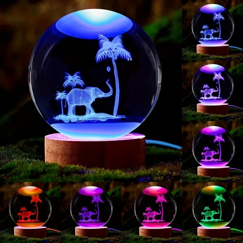 1pc Arbre De Vie Boule De Cristal Couleur Petite Veilleuse, Cadeaux  Décoratifs D'anniversaire Et De Vacances, Verre Gravé Au Laser 3D Plante  Arbre De