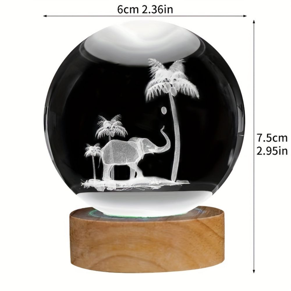 Elephant Luminous Crystal Ball Lamp Desktop Home Decoration - Temu