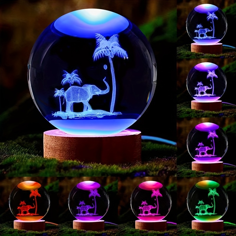 Moon Luminous Crystal Ball Lamp Desktop Home Ornament Living - Temu
