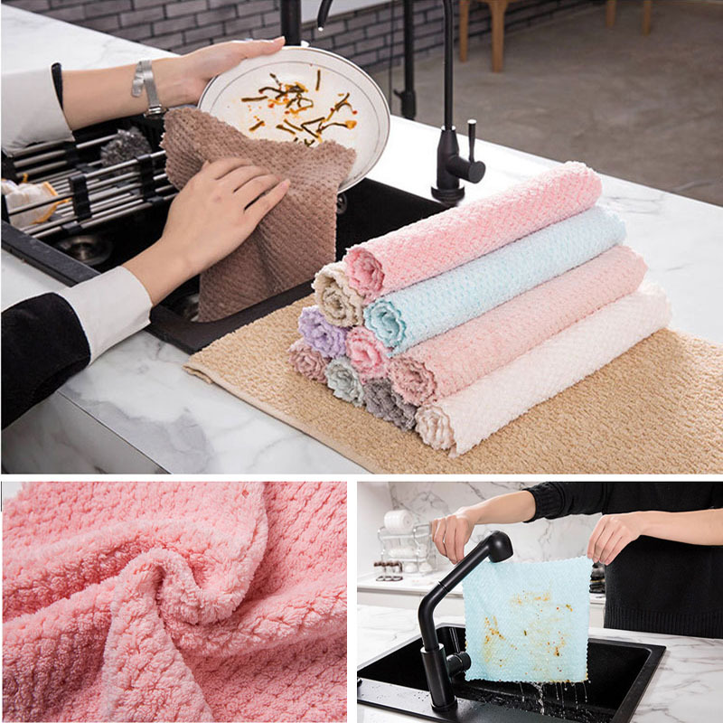 Kitchen Towels Quick Dry Washcloths, Coral Velvet Dishtowels