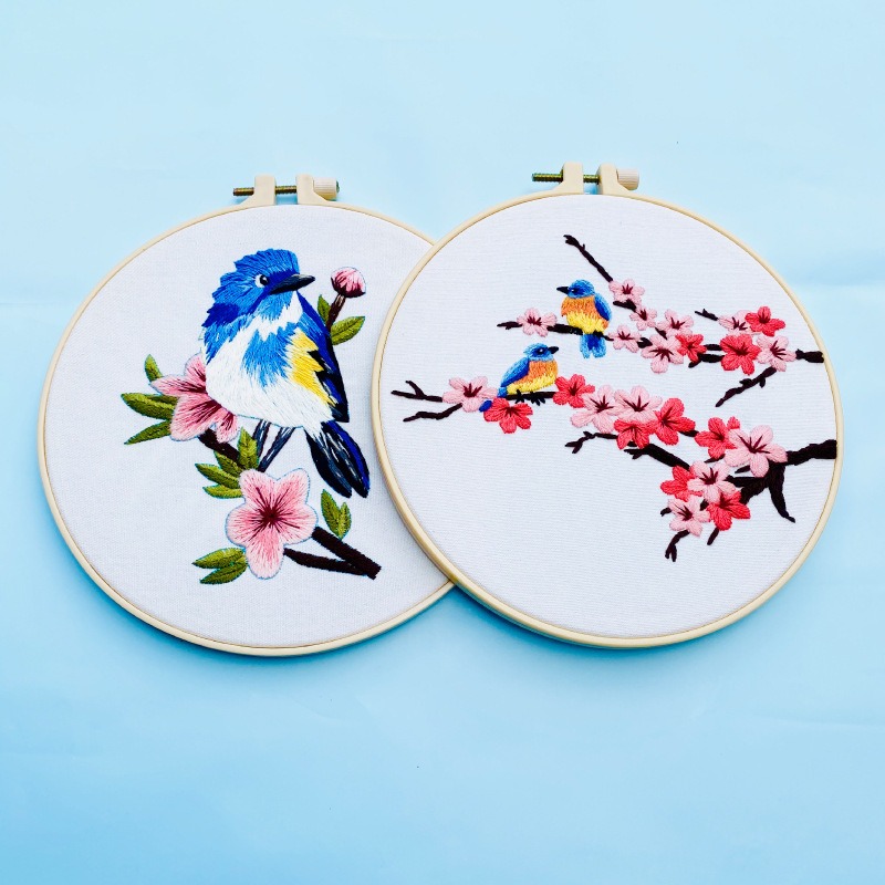 Hand Embroidery Kit Patterns Instructions Flower Bird Cross - Temu