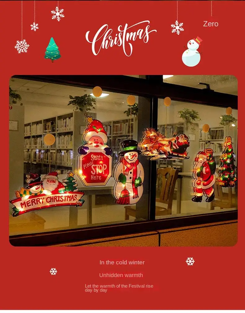 led christmas suction cup lights santa claus snowman shape window decoration lights holiday atmosphere small color lights christmas lights battery powered no plug details 0