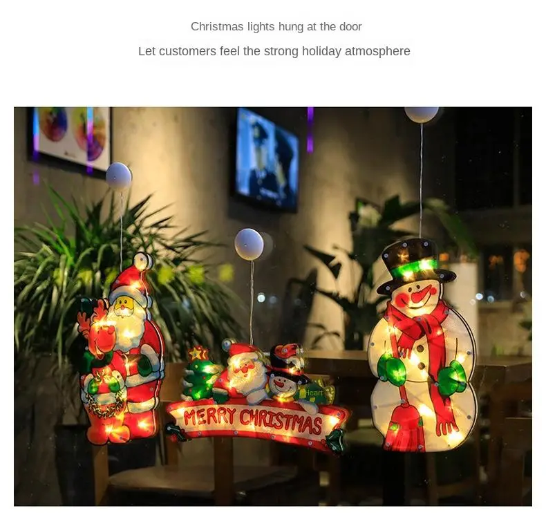 led christmas suction cup lights santa claus snowman shape window decoration lights holiday atmosphere small color lights christmas lights battery powered no plug details 1