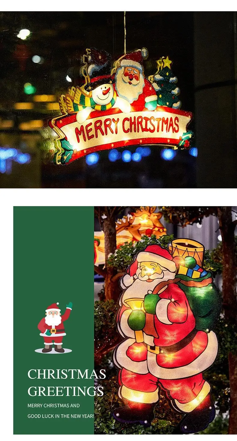 led christmas suction cup lights santa claus snowman shape window decoration lights holiday atmosphere small color lights christmas lights battery powered no plug details 3