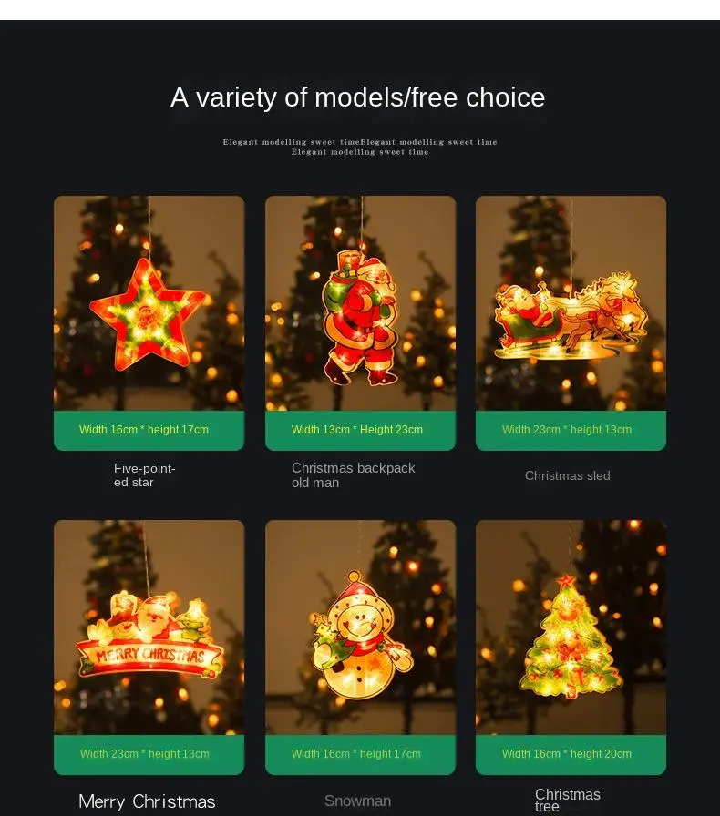 led christmas suction cup lights santa claus snowman shape window decoration lights holiday atmosphere small color lights christmas lights battery powered no plug details 8