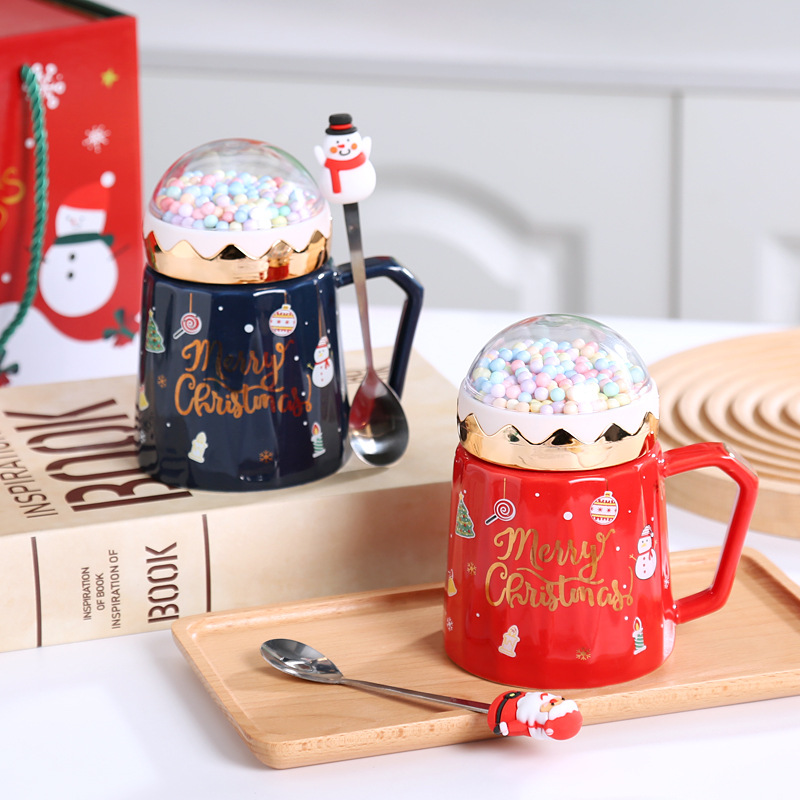 Mug gift box Spoon 1 set, Santa Claus ceramic cup, creative cartoon coffee  cup, Kawaii water bottle, Christmas gift Christmas coffee cup set gift,  lovely Christmas mug, gift surprise gift for family
