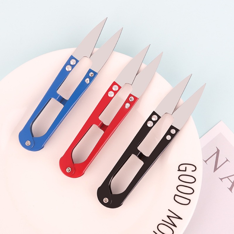 1pc Random Color Household Colorful Iron Scissors Clothing Thread Shears Fishing  Thread Shears Sewing Scissors U Shaped Cross Stitch Spring Yarn Scissors, Today's Best Daily Deals