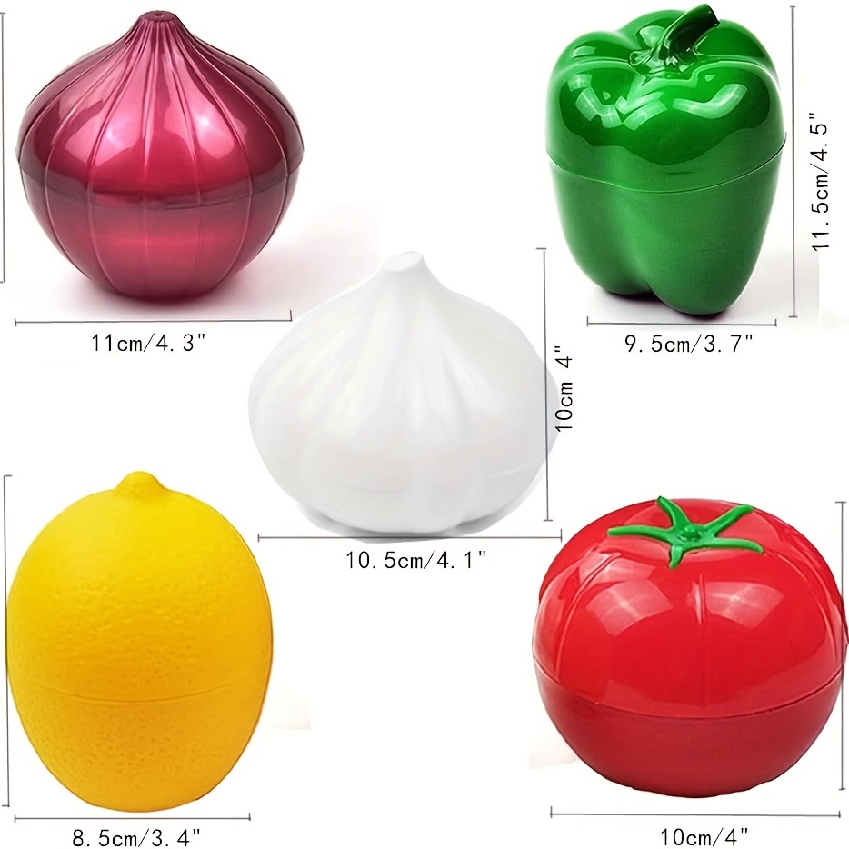 4 Pieces Silicone Fruit and Vegetable Shaped Savers, Storage Containers for  Fridge, Avocado Green Pepper Tomato and Onion Keeper/Saver/Holder