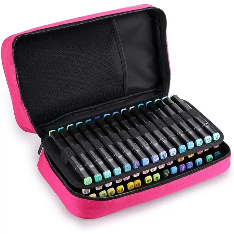 Lipstick Organizer Art Marker Carrying Case - 60 Slots Canvas Zippered  Markers Storage For Lipstick, Markers, Empty Wallet