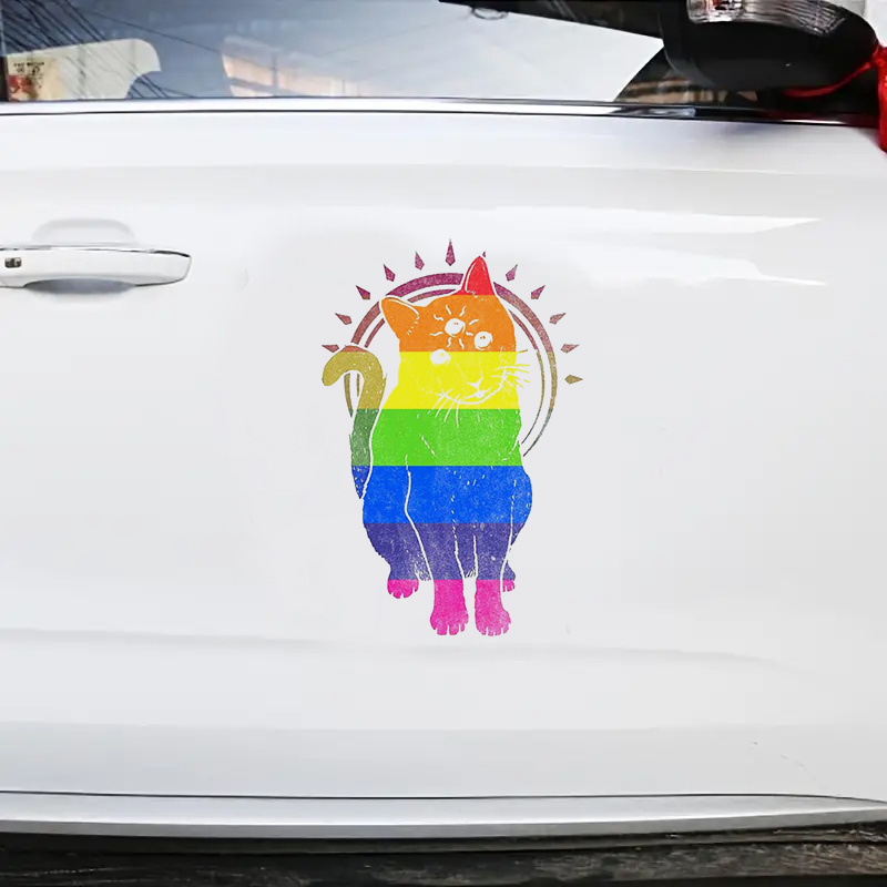 Three Eyes Rainbow Psychic Cat Car Sticker Laptop Bottle - Temu