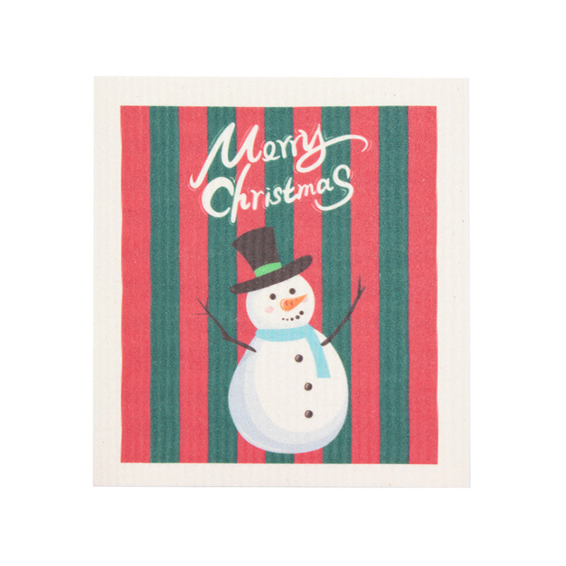 Durable Christmas Kitchen Dishcloth Towel Decorative Quick-drying Christmas  Cute Snowman Dish Cloth Hand Towel Kitchen Cleaning