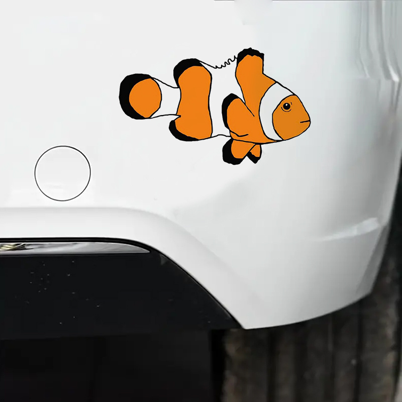 1pc Orange Ocean Tropical Fish Car Sticker For Laptop Water Bottle Car  Truck Motorcycle Vehicle Paint Window Wall Cup Toolbox Guitar Scooter Decal