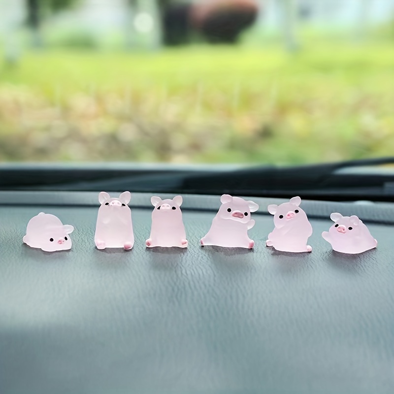 6 Stück Auto Ornamente Noctilucence Piggy Doll 6 Haltungs - Temu