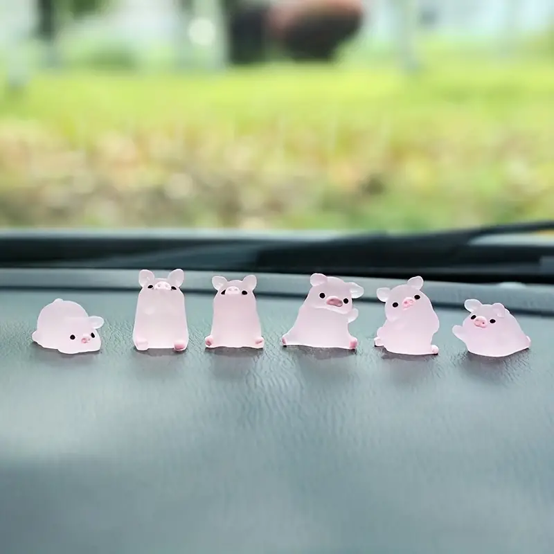 6 Stück Auto Ornamente Noctilucence Piggy Doll 6 Haltungs - Temu Austria