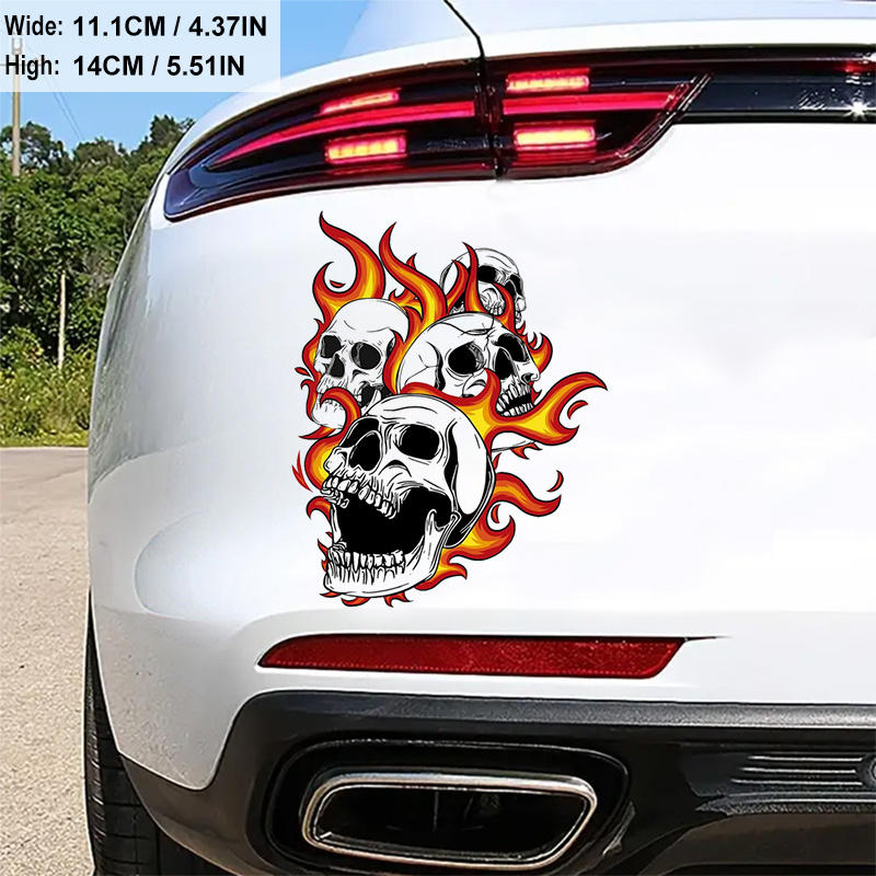 Flame Skull Sticker For Car Computer Bedroom Fridge Luggor - Temu