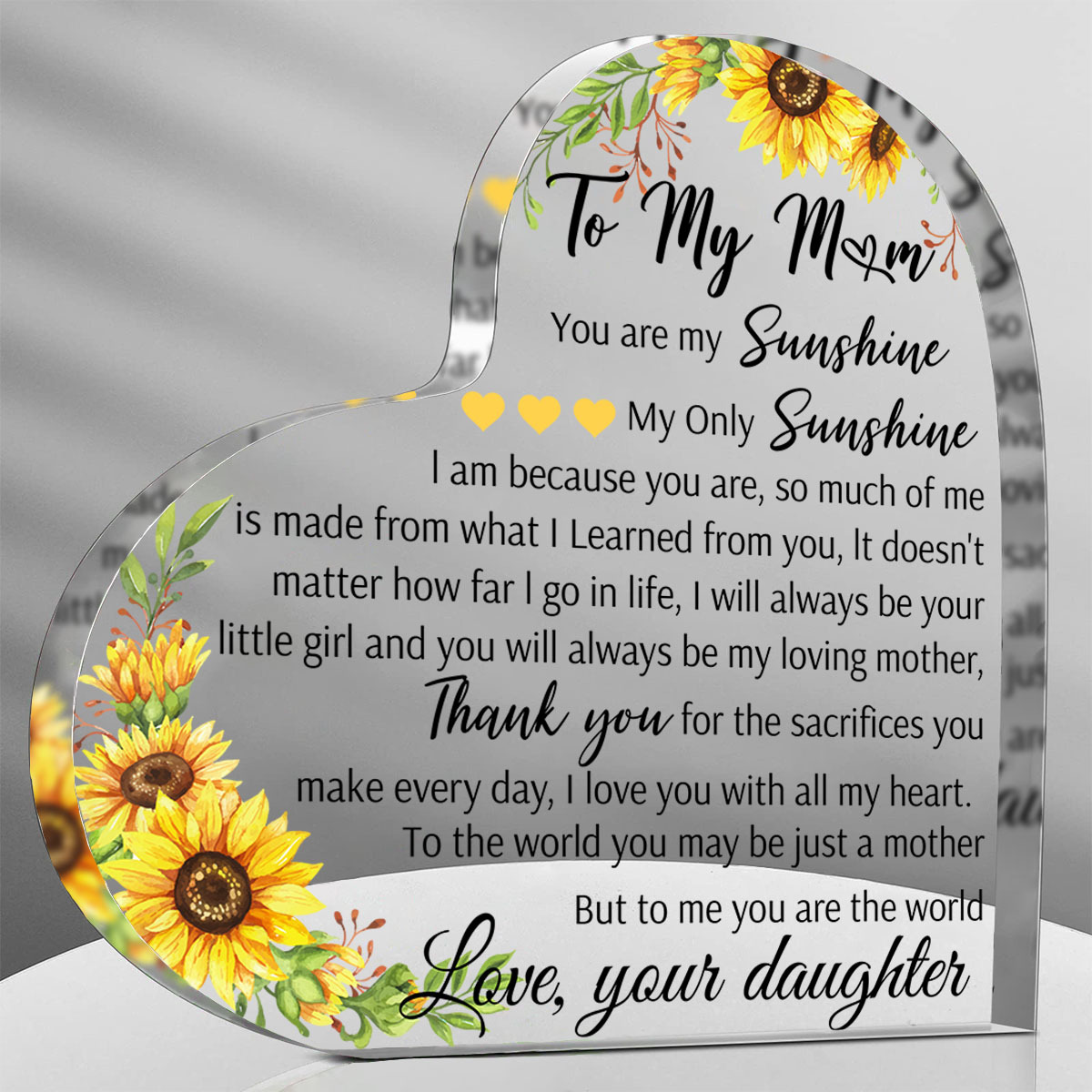 1pc, Mother In Law Gift Mom Gift Acrylic Heart Mothers Plaque Thank You  Gifts Grateful Birthday Gifts For Mom Acrylic Best Mom Sign Acrylic Heart  Sign
