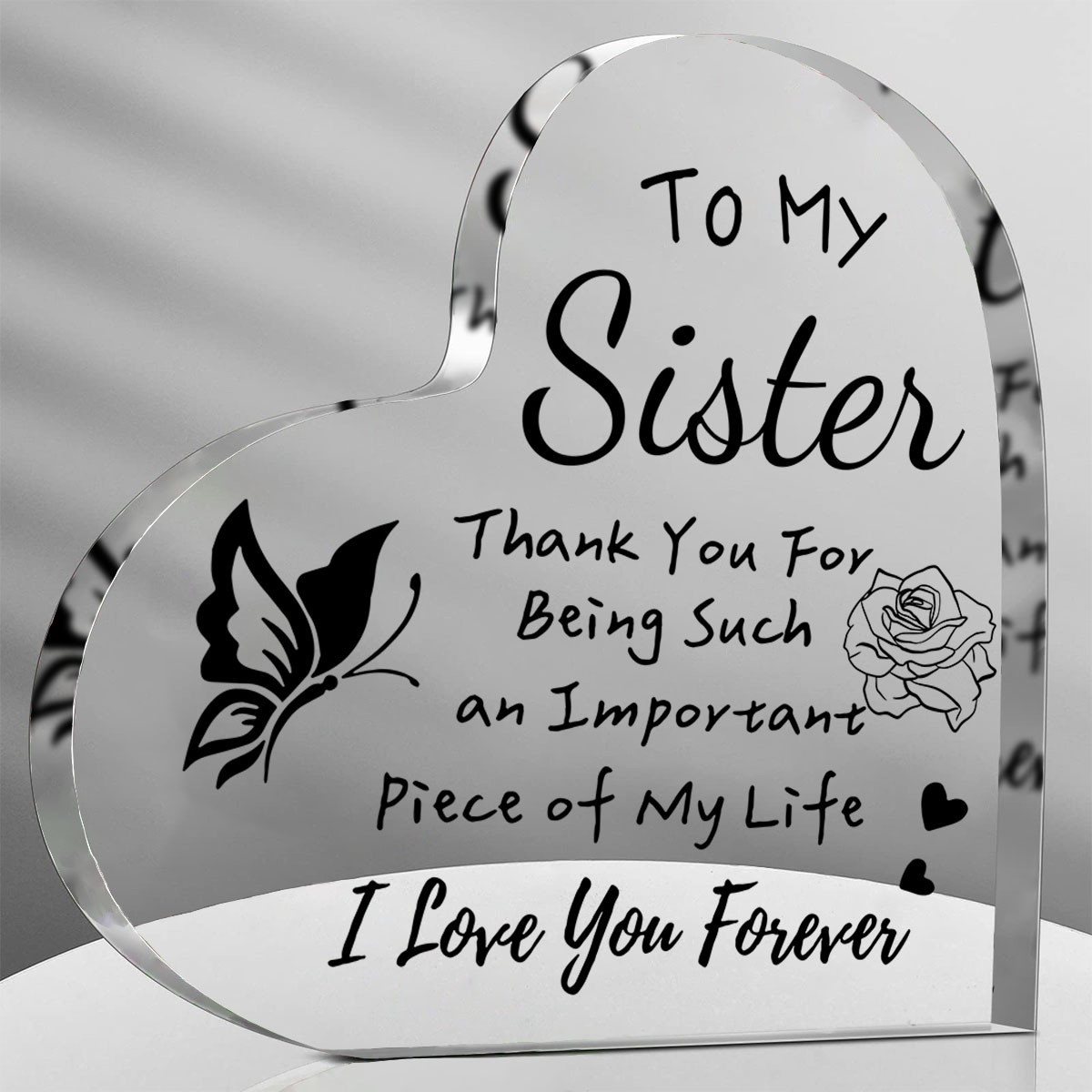 

1pc, Sister Gifts Acrylic Plaque With Sayings, Wedding Birthday Thanksgiving Christmas Day Gifts For Sister, Desk Decorations Card Gifts For Sister, Wedding Birthday Thanksgiving Christmas Day Gifts