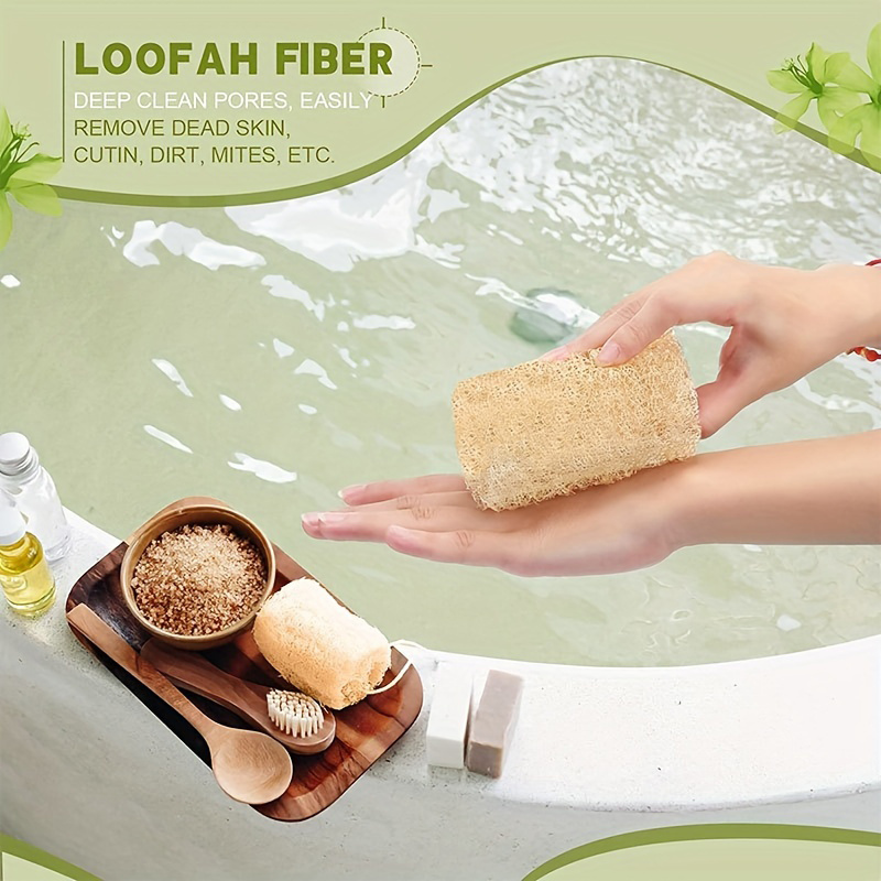 2pcs Natural Exfoliating Loofah Sponge, Body Exfoliator Sponge Scrubber, Handheld Luffa  Sponges, Suitable For Bathing, Showering, Spa Cleansing, Available For Men And Women