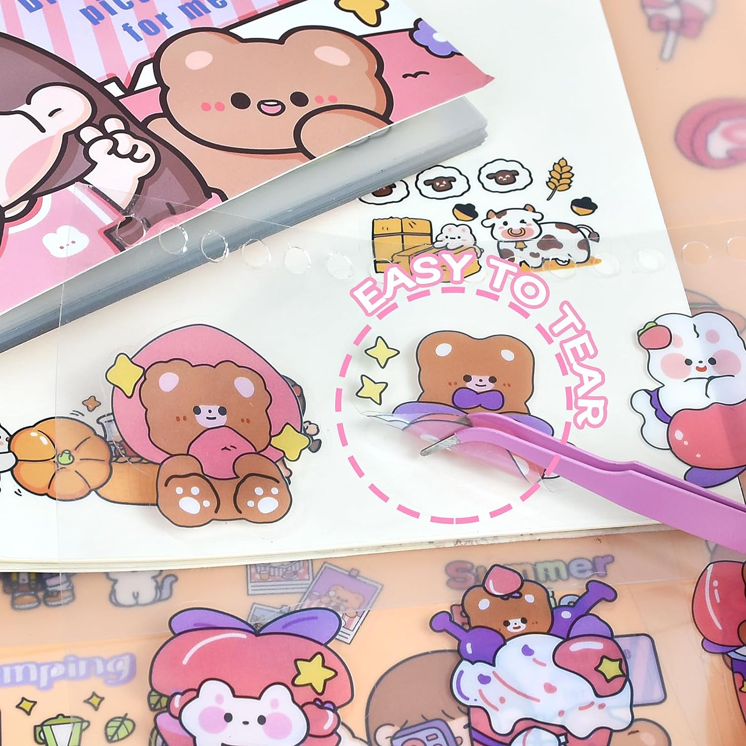 Kawaii Bear Snacks Sticker Sheet Kawaii Food Stickers Cute Journal