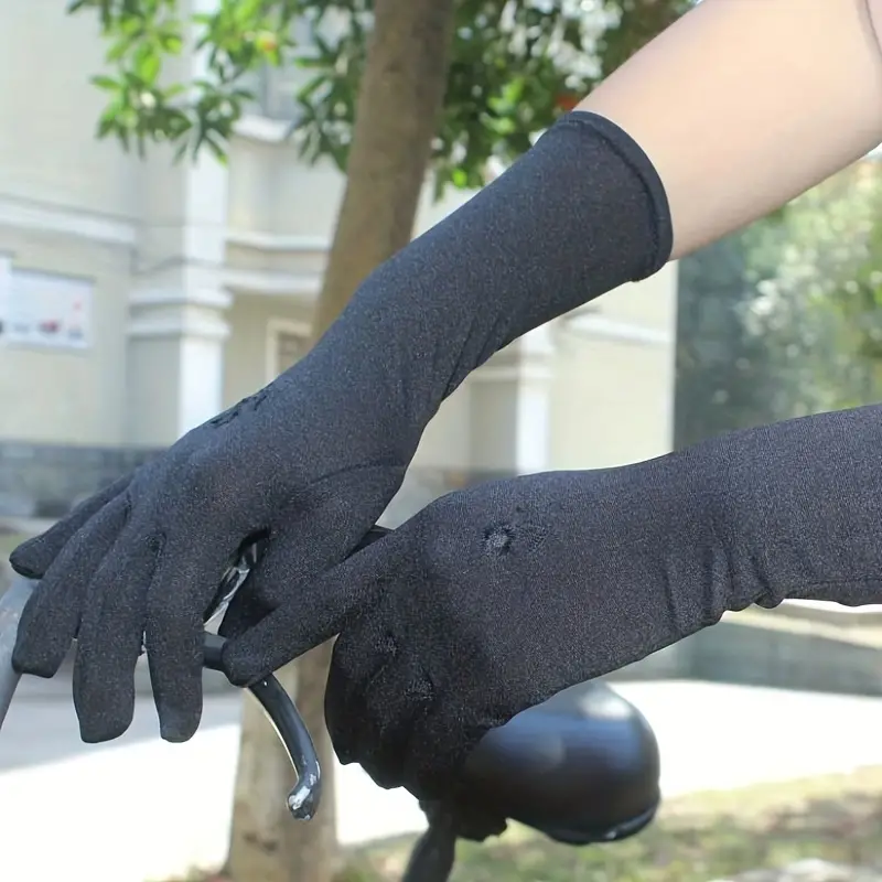 Solid Color Sun proof Gloves Elastic Uv Protection Long - Temu
