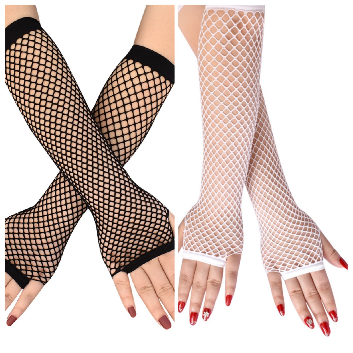 Sexy Mesh Long Gloves Solid Color Hollow Fishnet Elastic - Temu