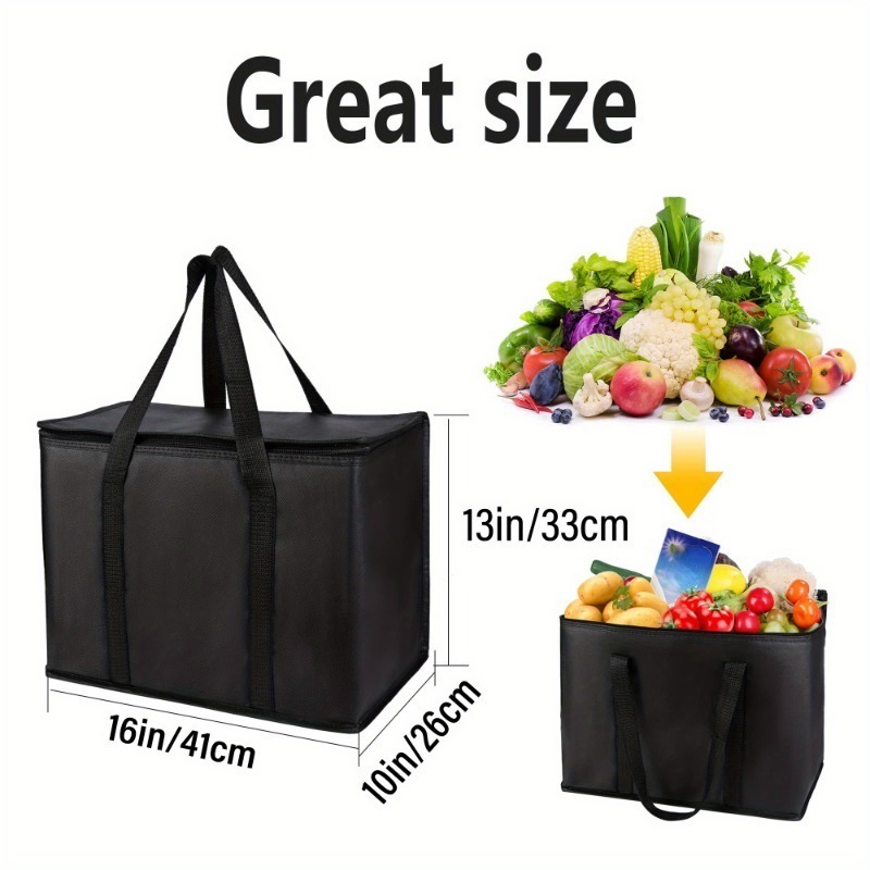 Insulated Thermal Cooler Bag Big Square Chilled Tin Foil Zip - Temu