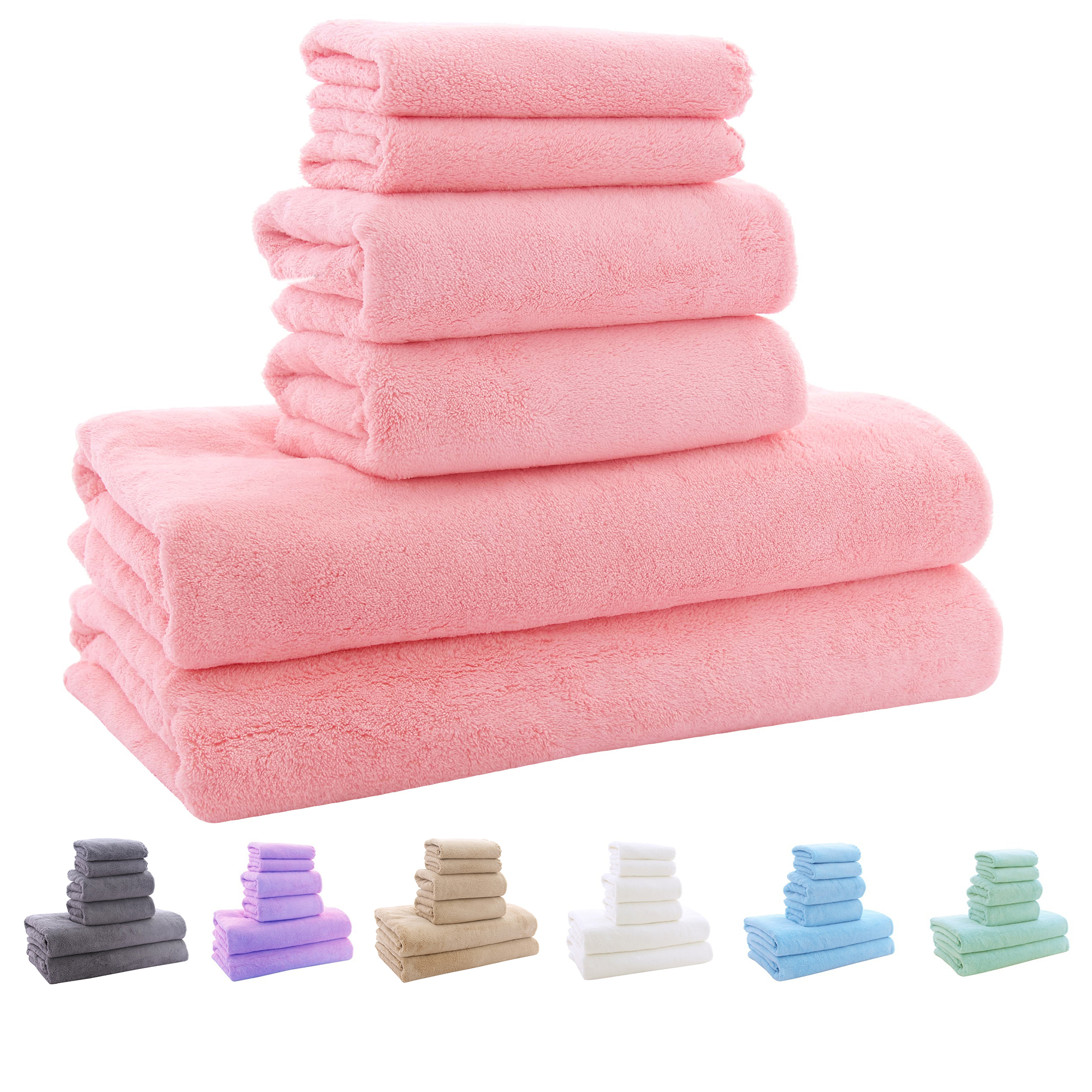 2pcs Set Luxury Super Large Towel High Absorbent Soft Coral Fleece Bath  Towel and Face Towels Set for Adults 70x140cm 35x75cm