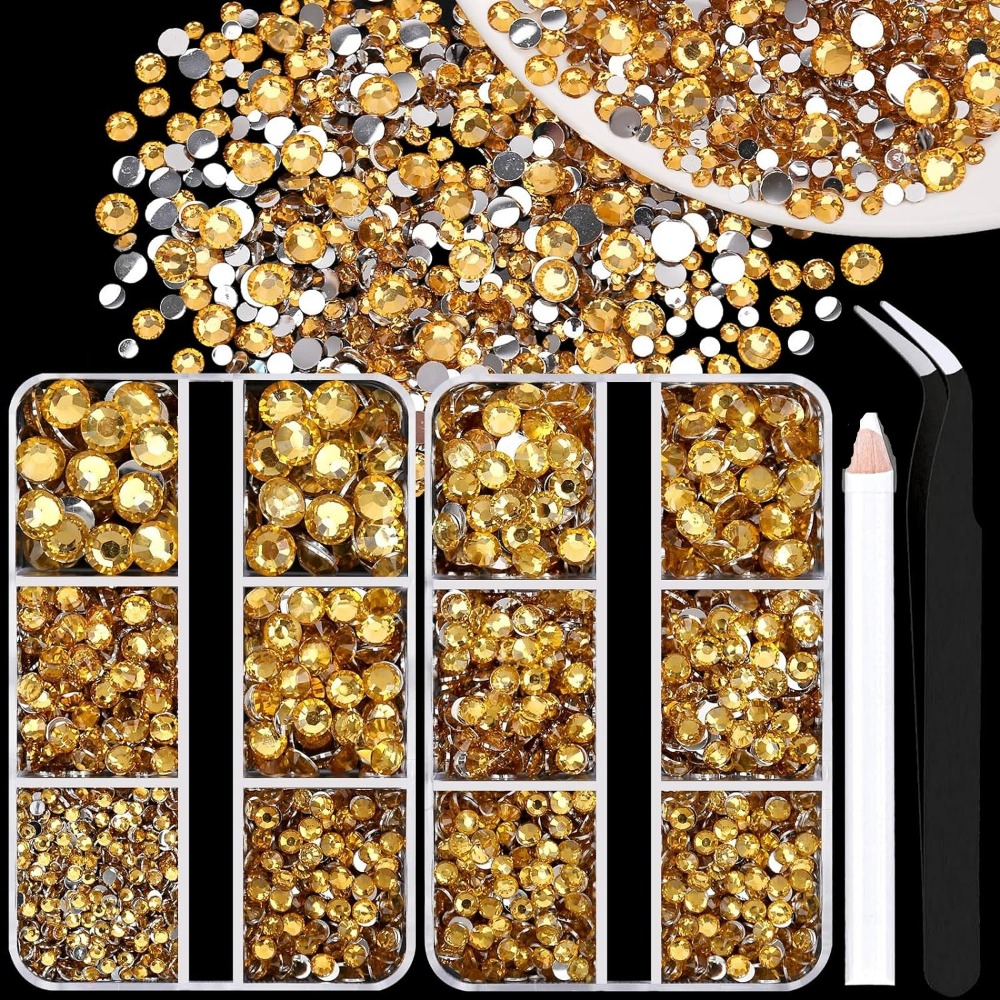 6000pcs 4mm Resin Rhinestones Bulk, Gold Rose AB Flatback Round Jelly  Rhinestones Non Hotfix Crystal Gems Large Quantity Wholesale for DIY Crafts