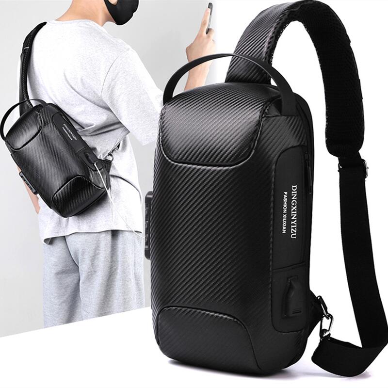 2023 Men's Chest Bag Waterproof Crossbody Bag Multifunction Anti-theft  Travel Bags Shoulder Bag Male USB Charging Pouch for Man