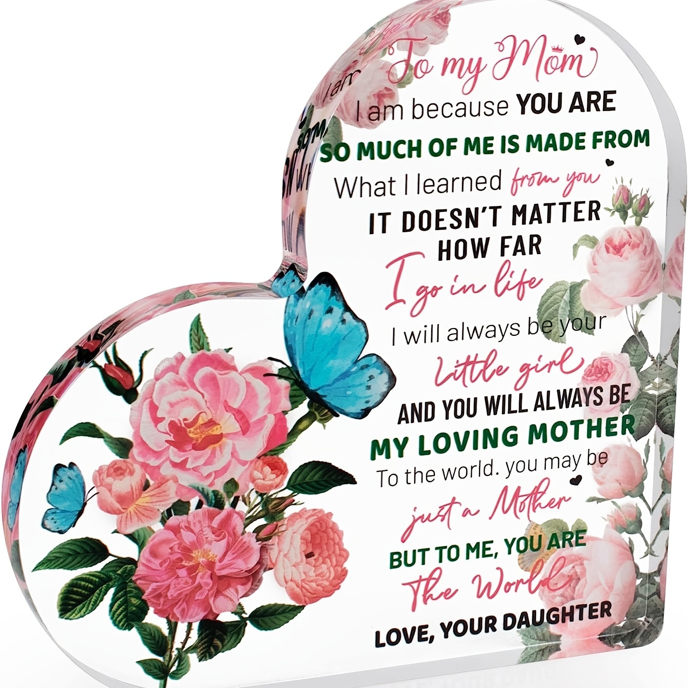  Jetec Mom Gift Dad Gift Mother in Law Gift Bonus Mom Gift  Acrylic Heart Mothers Dads Plaque Gifts Grateful Birthday Gifts for Mom Dad  Acrylic Best Mom Dad Sign Acrylic Sign(to