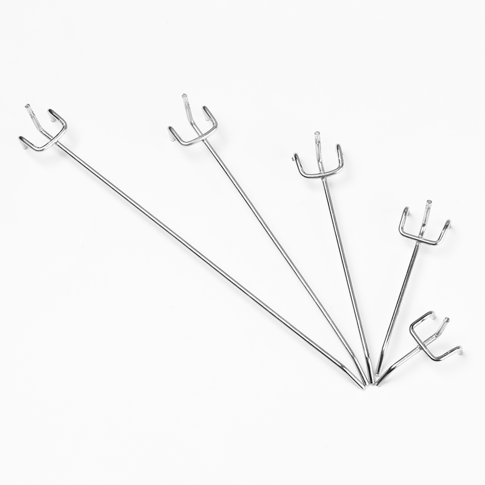 10PCS Tool Hanging Hook Metal Display Rack Metal Shop Goods Shelf Hooks  Thickening Square Hole Plate Tool Hooks Household Kitchen Hooks for  Supermarket Home Use Size 20cm Silver 