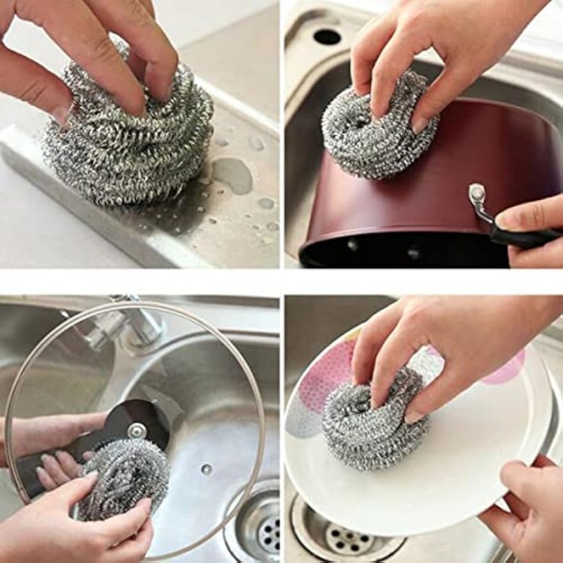 Dishwashing Wire Ball, Stainless Steel Wire Ball Scrubber, Metal Scrubber,  Pot Scrubber, Kitchen Cleaning Scrubber Ball, For Dish, Bowl, Pot, Stove,  Range Hood, Sink, Bathroom Cleaning Scrub Ball, Cleaning Supplies - Temu