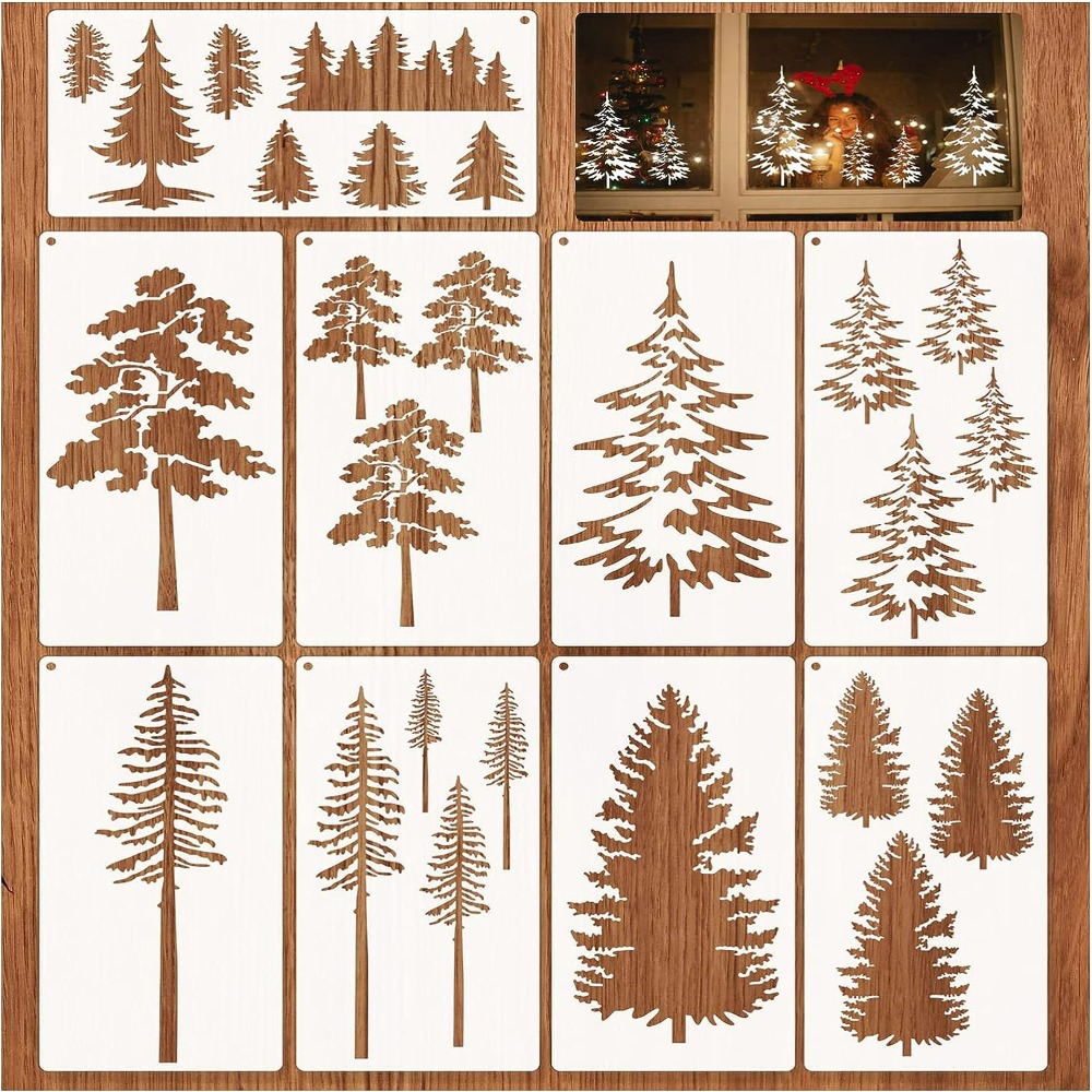 Stencil, Skinny Tree Stencil, Tree Bundle Stencil, Christmas Tree Stencils,  Evergreen Tree Farm Fresh Trees Stencil, Vinyl, Reusable 