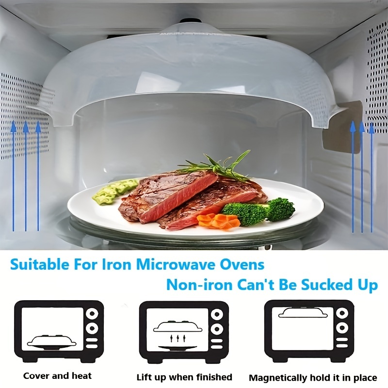 Magnetic Microwave Splatter-Resistant Food Cover with Steam Vent - Clear