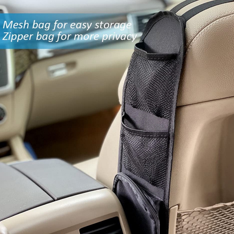 Songaa Autositz-Seiten-Organizer (2 Stück) Autositz-Aufbewahrungstasche,  geeignet für die meisten vorderen Beifahrer-Autositze, Autositz-Netztasche  für Handy mit Reißverschlusstasche, schwarz : : Baby Products