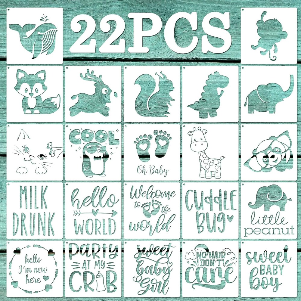 Cute Baby Shower Stencils For Onesie Decorating Kit, Shirt Fabric Stencils  For Clothes Phrases Mixed Animals Pattern Templates For Onesies Bibs  Bodysuit Bags Shirts Shoes - Temu