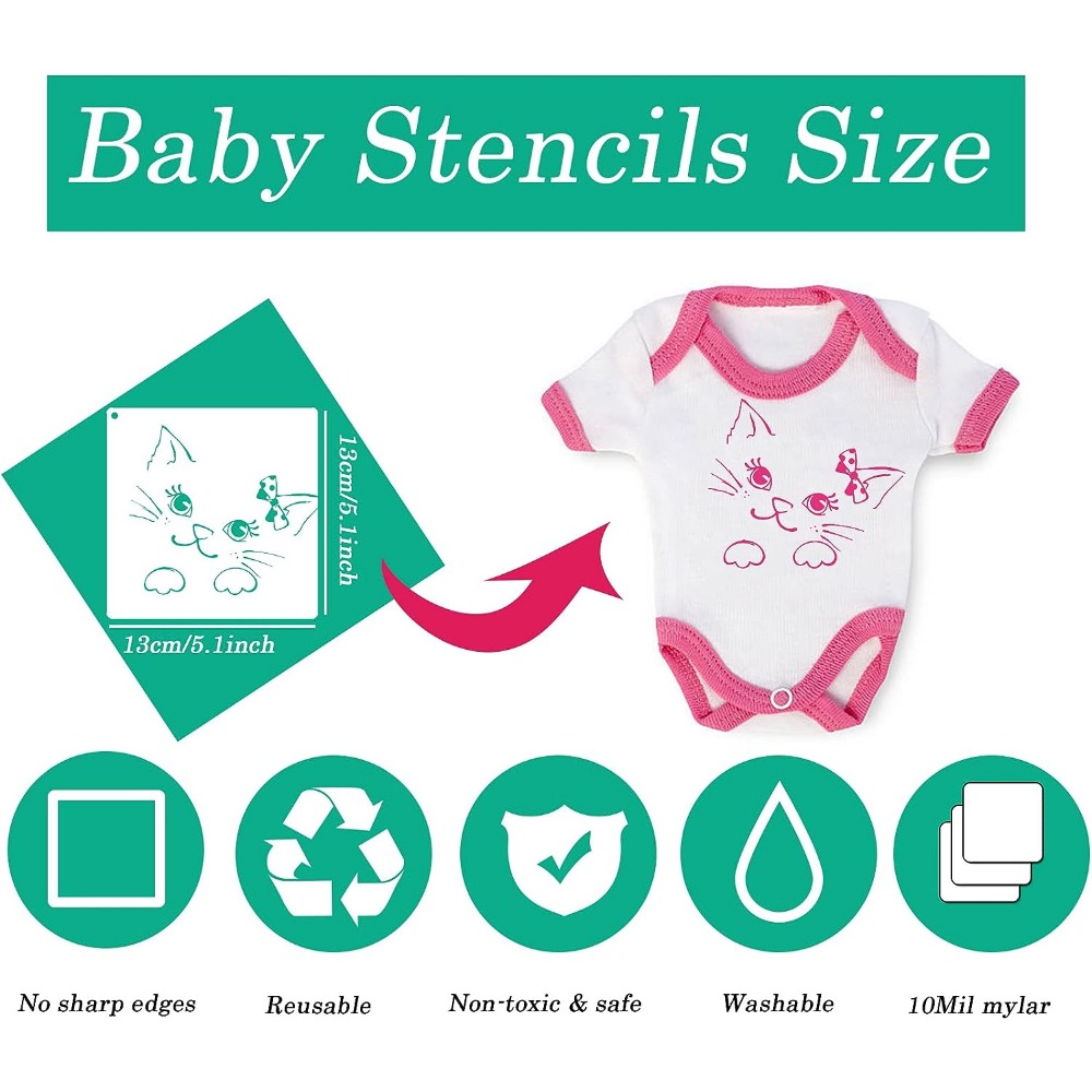 Baby Shower Stencils For Onesie Decorating Kit Fabric - Temu
