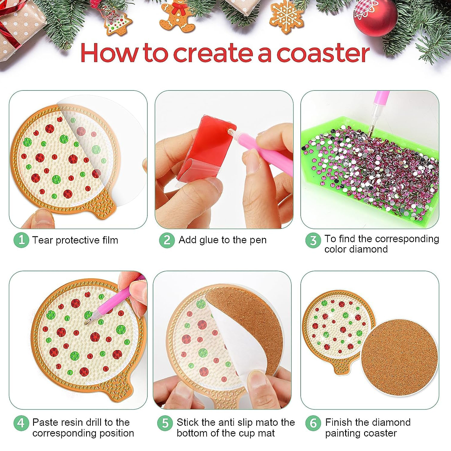 Christmas Gingerbread Man Diamond Painting Coasters Kits - Temu