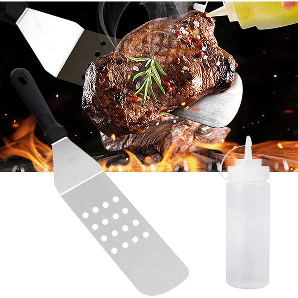 8 Commercial Grade Flat Top Grill Accessories Great for Outdoor Grilling, Teppanyaki and Camping