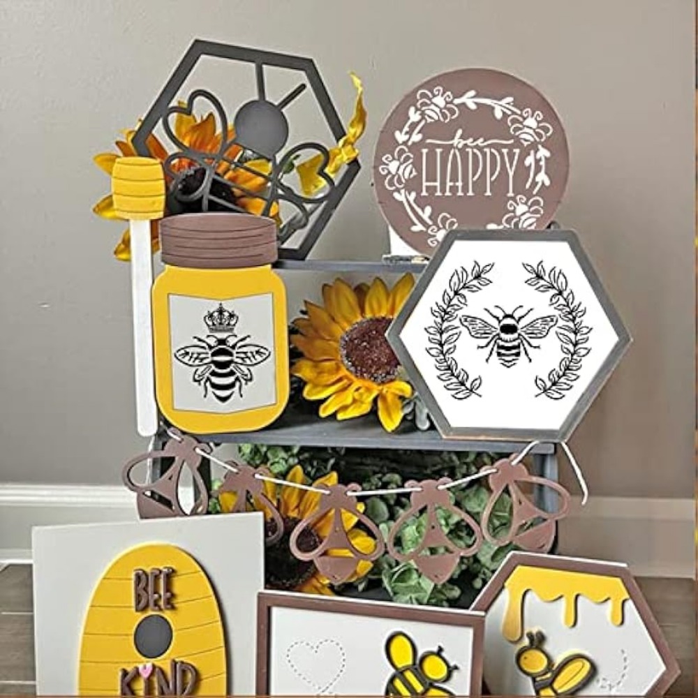 Bee & Honeycomb Stencil, 6 x 6 - FLAX art & design