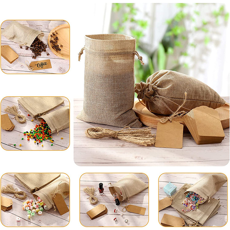 Burlap Gift Bags And Gift Tags \ Reusable Linen Sacks Bag - Temu