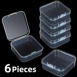 6pcs mini plastic clear storage containers for collecting small items beads business cards game pieces crafts jewelry accessories sorting packaging box