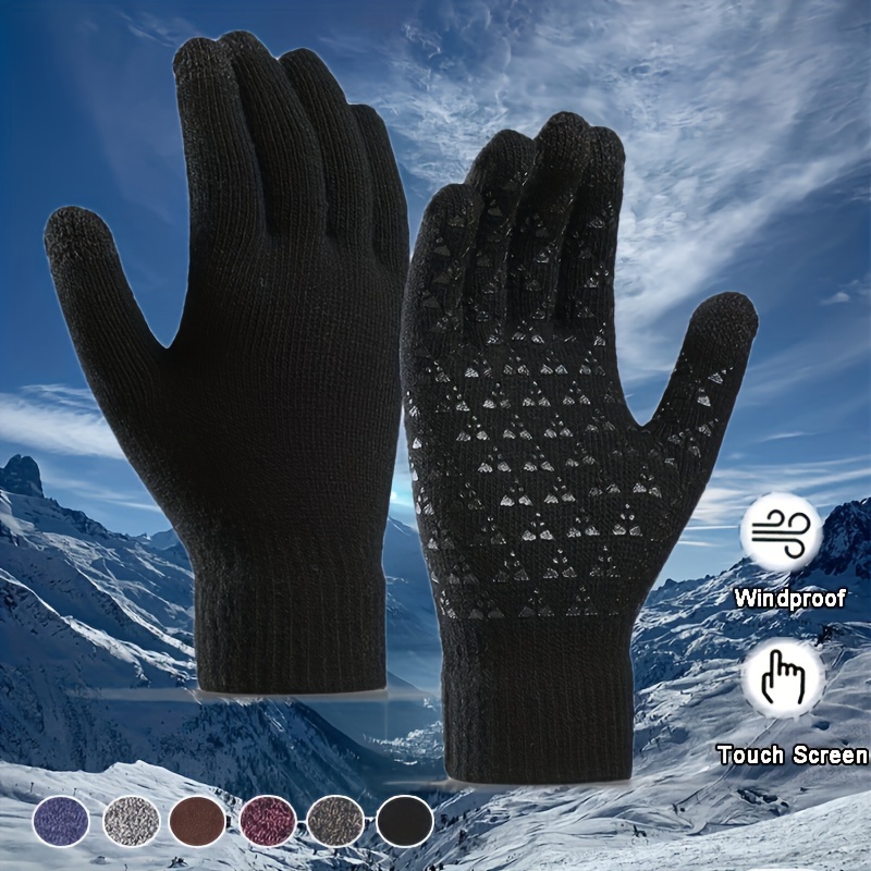 Winter Non slip Durable Thermal Full finger Gloves Outdoor - Temu