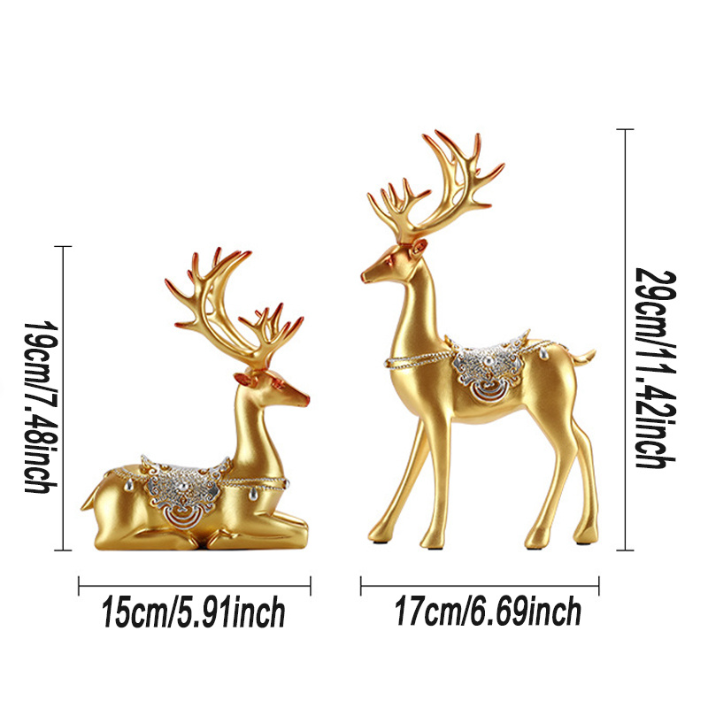 2 ピース/セット鹿の像ヘラジカの像、幸運の鹿の置物、モダンな