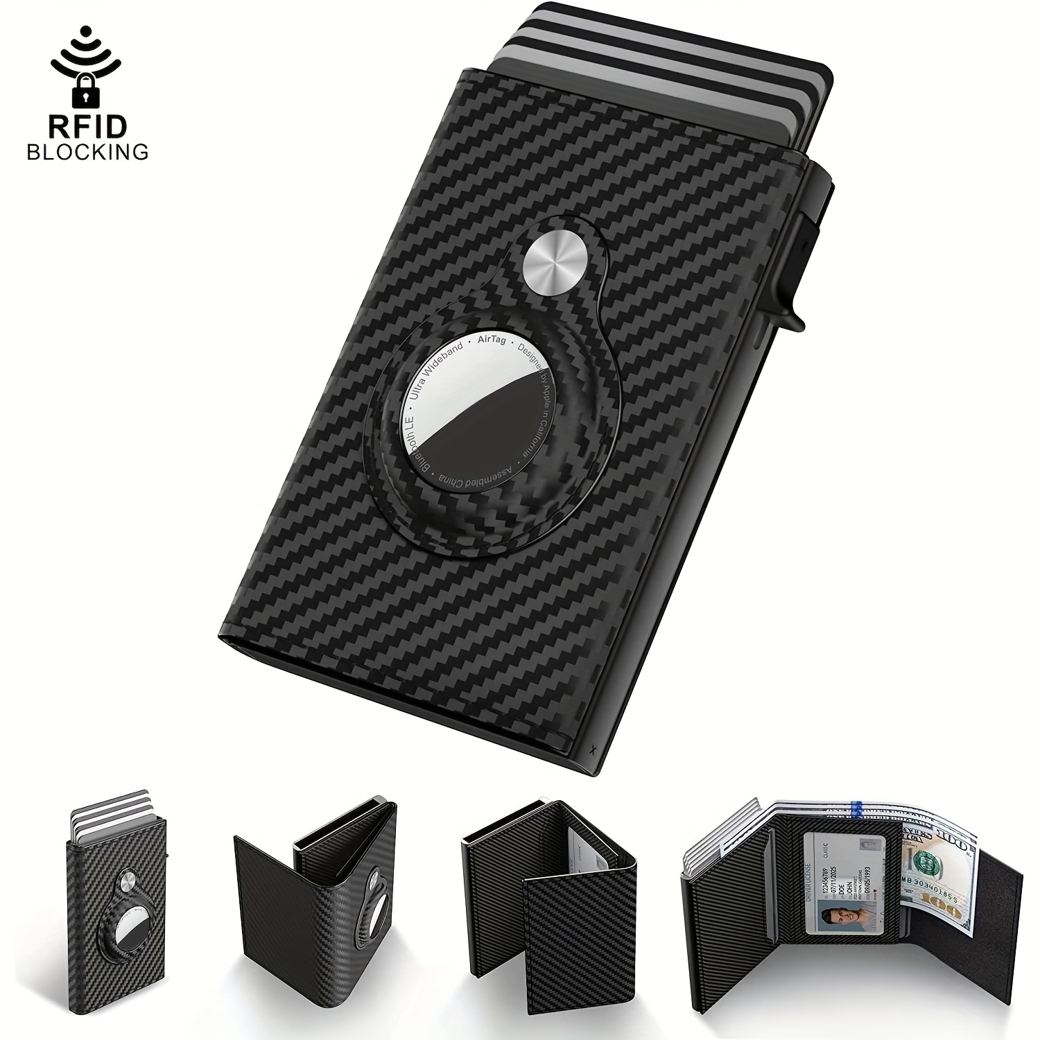 Carbon Fiber Leather 2023 New Airtag Wallet Multifunctional